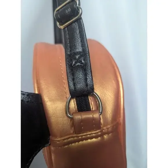 Love Pain & Stitches Metallic Gold Orange Pumpkin Head Face Bat Wings Purse Bag - Picture 5 of 9